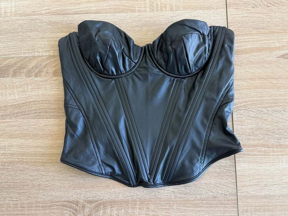 Fashion Nova Side Struttin' Faux Leather Corset Top